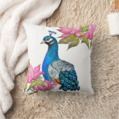 水彩孔雀 クッション (ブランケット)
