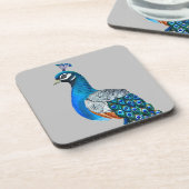 水彩孔雀 コースター (左側)