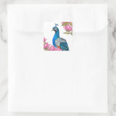 水彩孔雀 スクエアシール (バッグ)