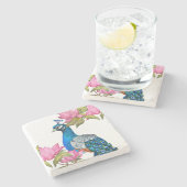 水彩孔雀 ストーンコースター (横)