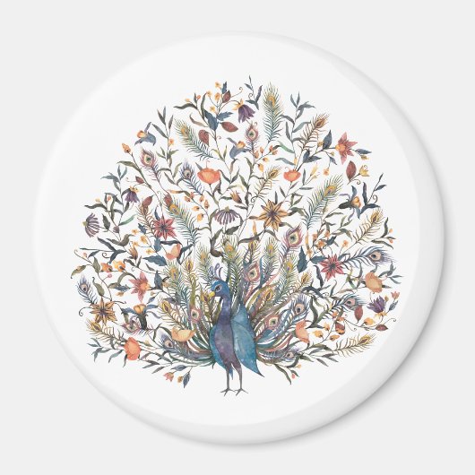 水彩孔雀 マグネット (正面)