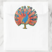 水彩孔雀 ラウンドシール (バッグ)