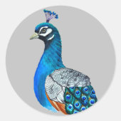 水彩孔雀 ラウンドシール (正面)