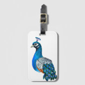 水彩孔雀 ラゲッジタグ (正面縦)