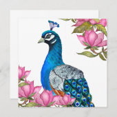 水彩孔雀 招待状 (正面/裏面)