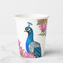 水彩孔雀 紙コップ