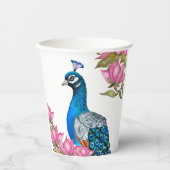 水彩孔雀 紙コップ (正面)