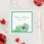 水彩孔雀 | 結婚s スタンダードカクテルナプキン (インサイチュ)