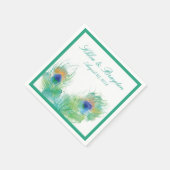 水彩孔雀 | 結婚s スタンダードカクテルナプキン (角)