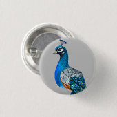 水彩孔雀 缶バッジ (正面&裏面)