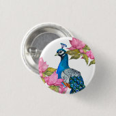 水彩孔雀 缶バッジ (正面&裏面)