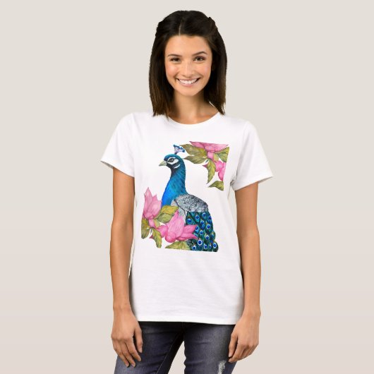 水彩孔雀 Tシャツ (正面フル)