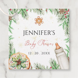 水彩季節のクリスマスベビーシャワー フェイバータグ