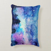 水彩宇宙アート：夜空の木 アクセントクッション (裏面(縦))