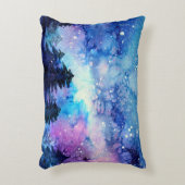 水彩宇宙アート：夜空の木 アクセントクッション (正面(垂直))