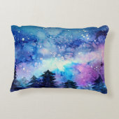 水彩宇宙アート：夜空の木 アクセントクッション (裏面)