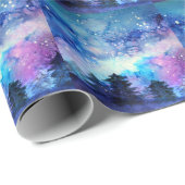 水彩宇宙アート：夜空の木 ラッピングペーパー (ロールコーナー)
