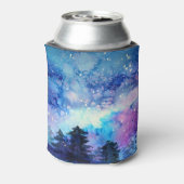 水彩宇宙アート：夜空の木 缶クーラー (缶裏面)