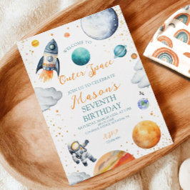 水彩宇宙ギャラクシーバースデー招待状 招待状