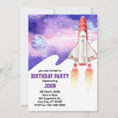  水彩宇宙ギャラクシー宇宙飛行士誕生日  招待状 (正面)