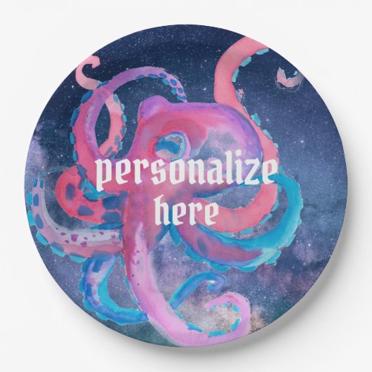 水彩宇宙タコピンクスターズ紙プレート ペーパープレート (正面)