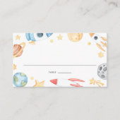 水彩宇宙テーマ誕生日及びベビーシャワー プレイスカード