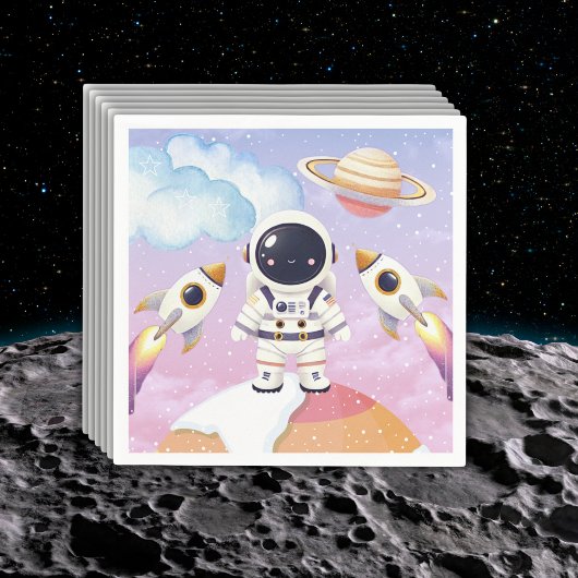 水彩宇宙リトルエクスプローラーベビーシャワー スタンダードカクテルナプキン