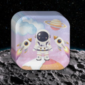 水彩宇宙リトルエクスプローラーベビーシャワー ペーパープレート