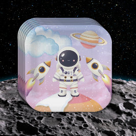 水彩宇宙リトルエクスプローラーベビーシャワー ペーパープレート