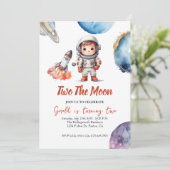 水彩宇宙宇宙飛行士誕生日招待状 招待状 (スタンド正面)