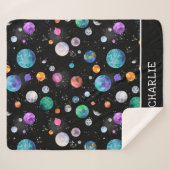 水彩宇宙惑星パーソナライズされた銀河系 シェルパブランケット (正面(横))