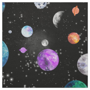 水彩宇宙惑星銀河系 ファブリック