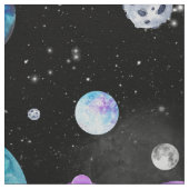 水彩宇宙惑星銀河系 ファブリック (クローズアップ)