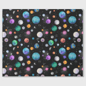 水彩宇宙惑星銀河系 ラッピングペーパー (フラット)