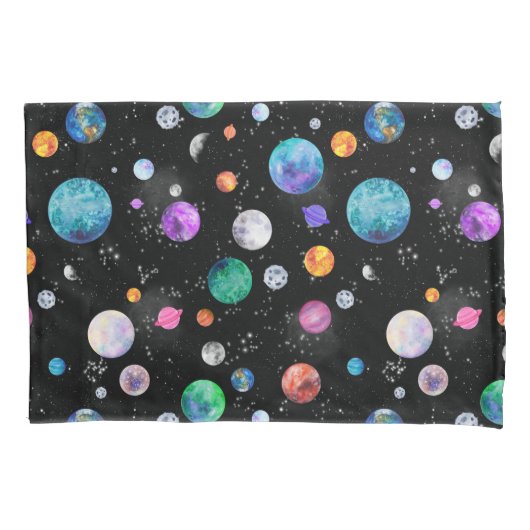 水彩宇宙惑星銀河系 枕カバー (正面)