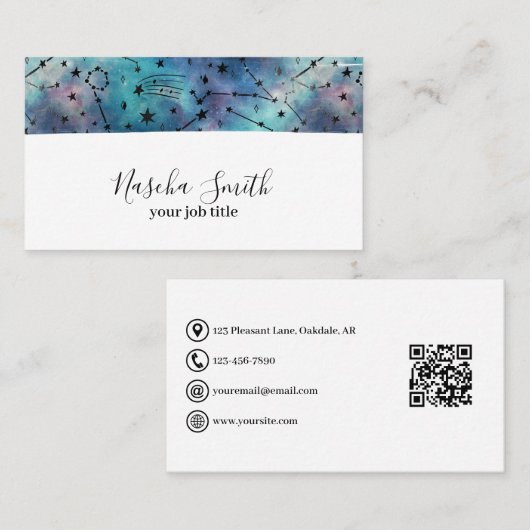 水彩宇宙星星団モダン 名刺 (正面/裏面)