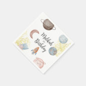 水彩宇宙誕生日パーティーfor Boy or Girl スタンダードカクテルナプキン (角)