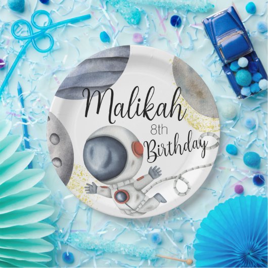 水彩宇宙誕生日パーティーfor Boy or Girl ペーパープレート (パーティー)