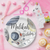 水彩宇宙誕生日パーティーfor Boy or Girl ペーパープレート (パーティー)