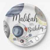 水彩宇宙誕生日パーティーfor Boy or Girl ペーパープレート (正面)