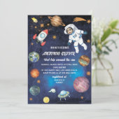 水彩宇宙誕生日フォト招待ベビーS 招待状 (スタンド正面)