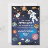 水彩宇宙誕生日写真招待状 赤ちゃんS 招待状 (正面)