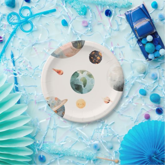 水彩宇宙誕生日紙プレート ペーパープレート (パーティー)