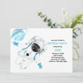 水彩宇宙銀河系宇宙飛行士誕生日 招待状 (スタンド正面)