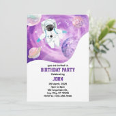 水彩宇宙銀河系宇宙飛行士誕生日 招待状 (スタンド正面)