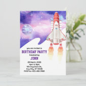 水彩宇宙銀河系宇宙飛行士誕生日 招待状 (スタンド正面)