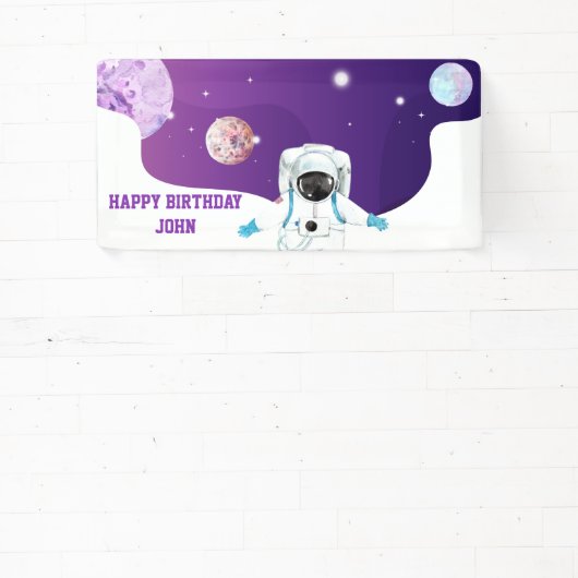 水彩宇宙銀河系宇宙飛行士誕生日 横断幕 (インサイチュ)
