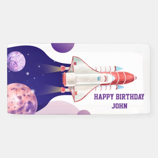 水彩宇宙銀河系宇宙飛行士誕生日 横断幕 (横)