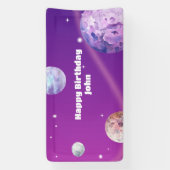 水彩宇宙銀河系宇宙飛行士誕生日 横断幕 (縦)