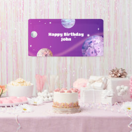 水彩宇宙銀河系宇宙飛行士誕生日 横断幕